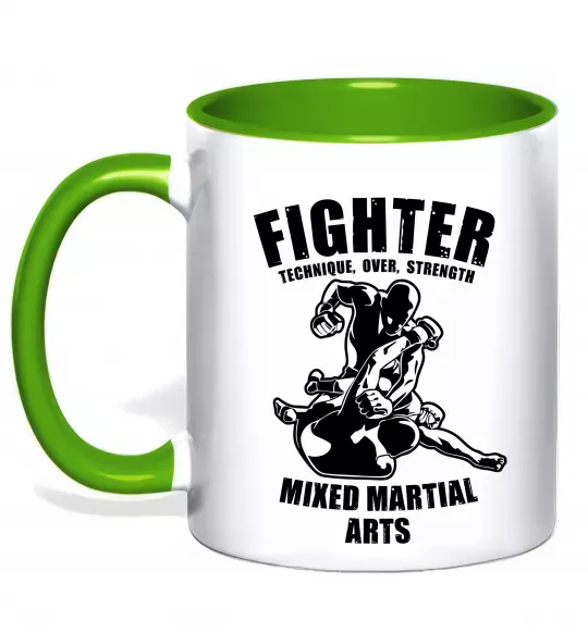 Чашка с цветной ручкой MMA fighter Зеленый фото