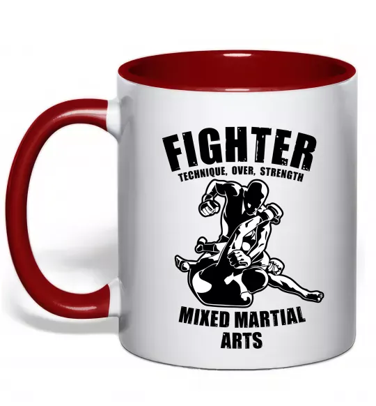 Чашка с цветной ручкой MMA fighter Красный фото