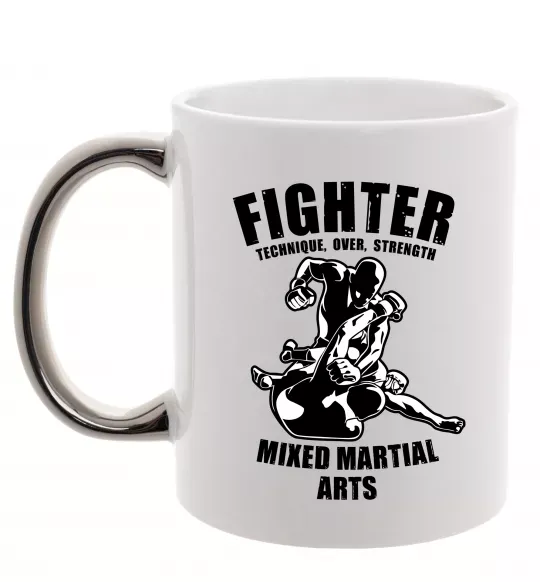 Чашка с цветной ручкой MMA fighter Серебро фото