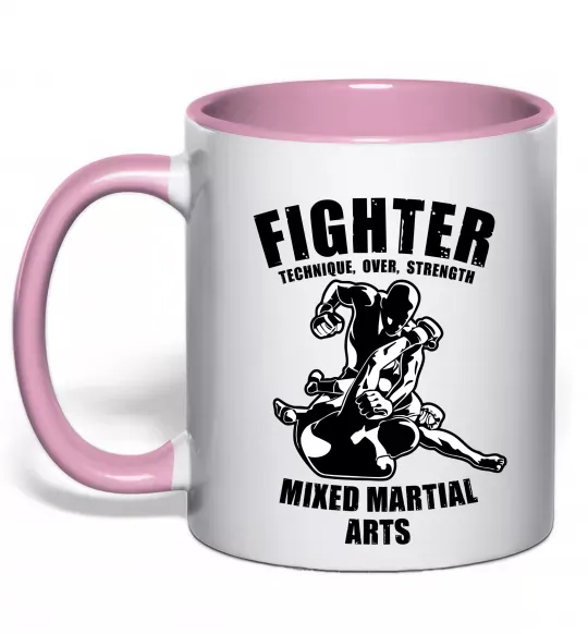 Чашка с цветной ручкой MMA fighter Нежно розовый фото