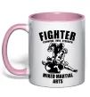 Чашка с цветной ручкой MMA fighter Нежно розовый фото