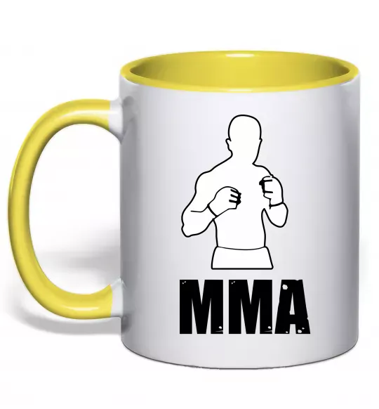 Чашка с цветной ручкой MMA борець Солнечно желтый фото