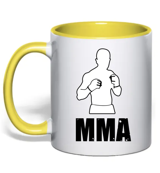 Чашка с цветной ручкой MMA борець Лимонный фото