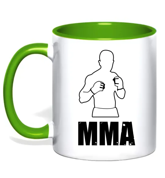 Чашка с цветной ручкой MMA борець Лаймовый фото