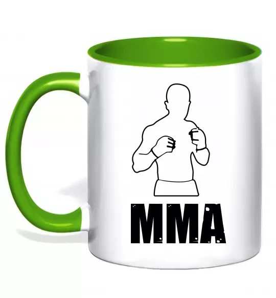 Чашка с цветной ручкой MMA борець Зеленый фото