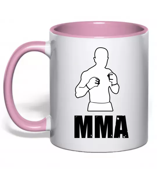 Чашка с цветной ручкой MMA борець Нежно розовый фото