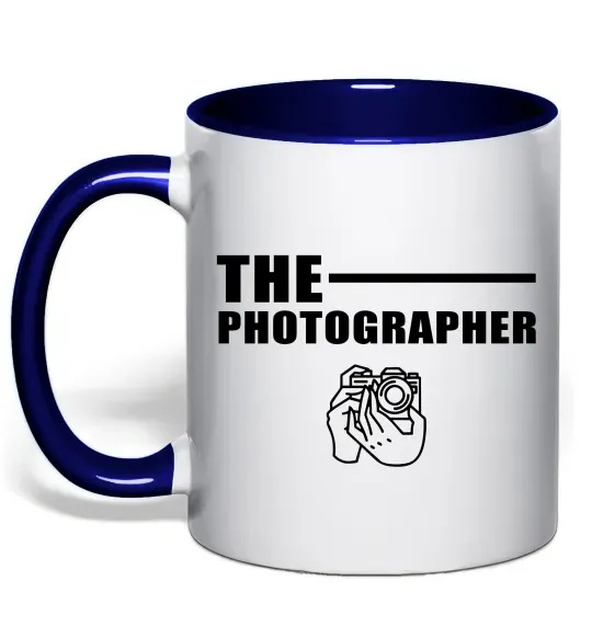 Чашка с цветной ручкой The photographer Глубокий темно-синий фото