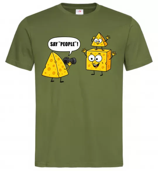 Чоловіча футболка Say people Оливковий фото