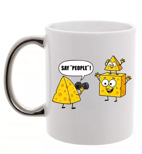 Чашка з кольоровою ручкою Say people Срібло фото