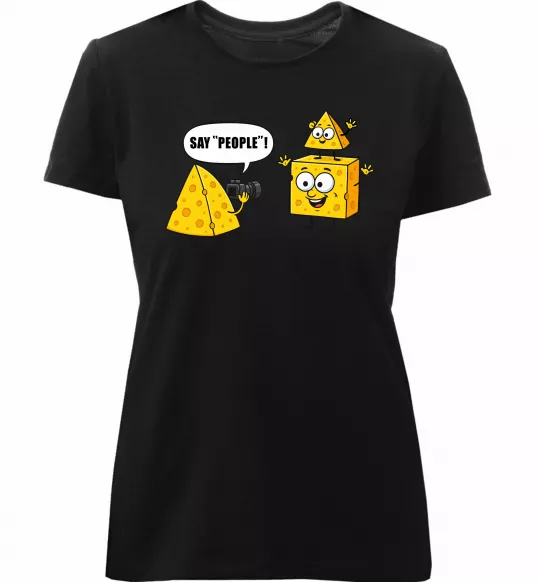 Женская премиум футболка Say people Черный фото
