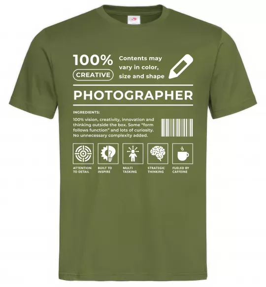 Чоловіча футболка Photographer склад Оливковий фото