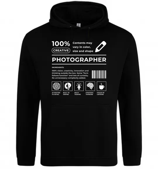 Мужская толстовка (худи) Photographer склад Черный фото