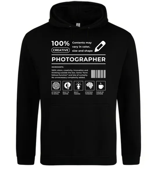 Женская толстовка (худи) Photographer склад Черный фото