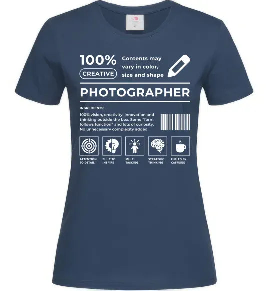 Женская футболка Photographer склад Темно-синий фото