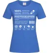 Женская футболка Photographer склад Ярко-синий Женская футболка Photographer склад Ярко-синий фото