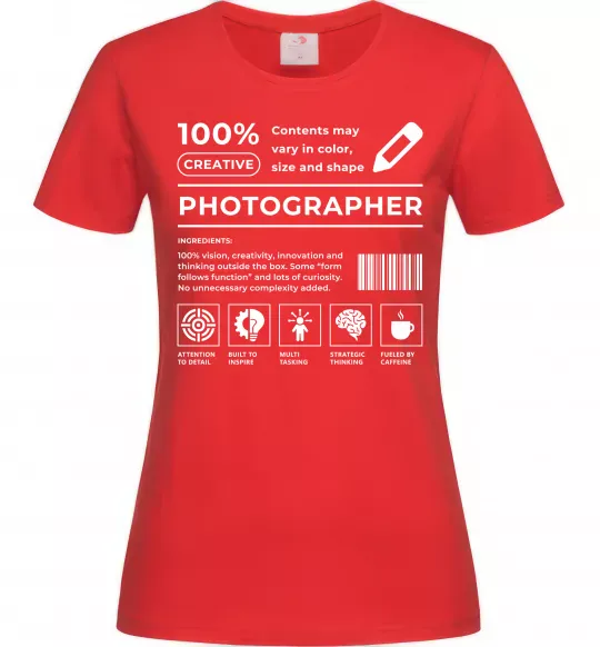 Женская футболка Photographer склад Красный фото