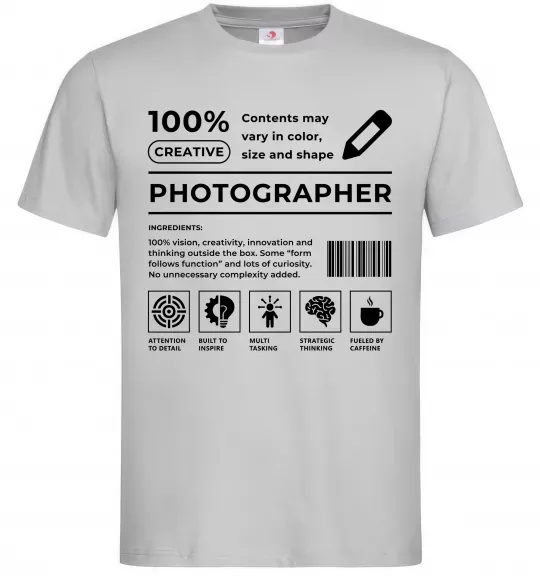 Чоловіча футболка Photographer склад Сірий фото