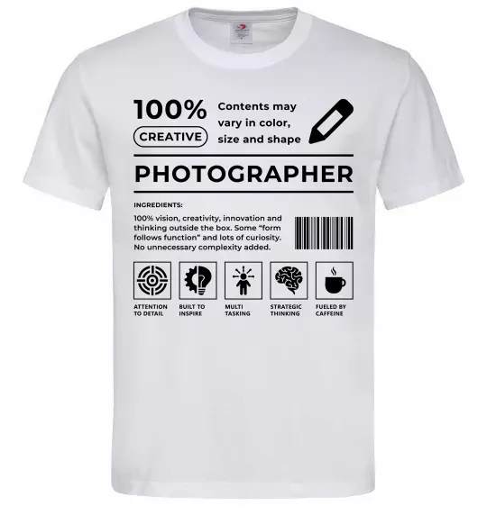 Чоловіча футболка Photographer склад Білий фото