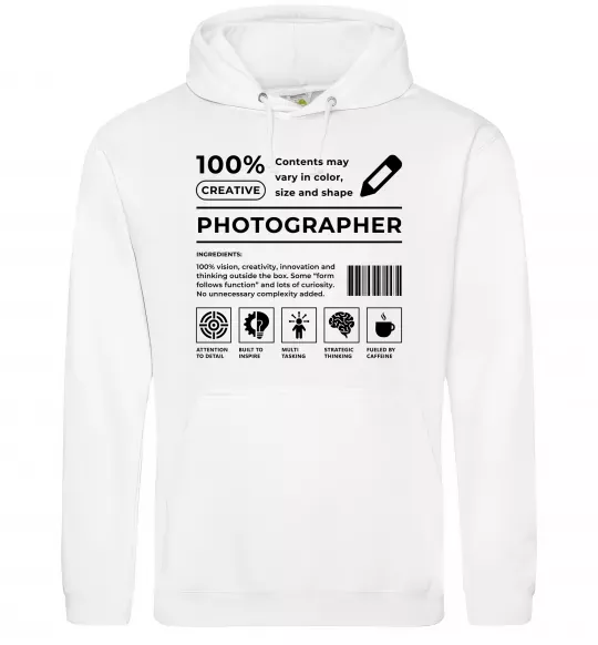Мужская толстовка (худи) Photographer склад Белый фото