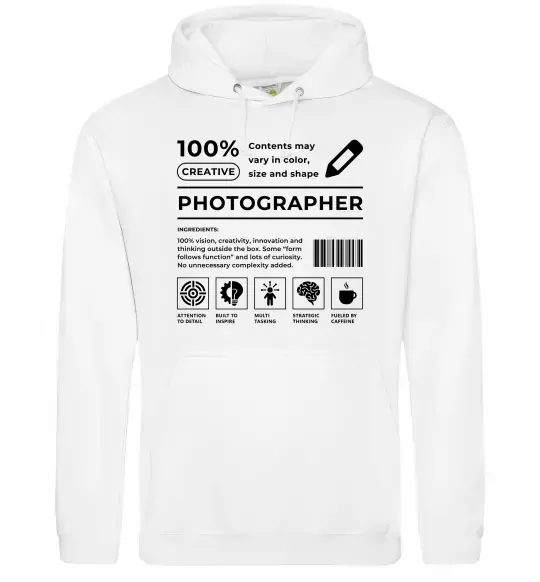 Женская толстовка (худи) Photographer склад Белый фото