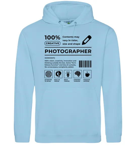 Женская толстовка (худи) Photographer склад Голубой фото