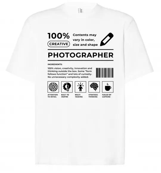 Футболка Оверсайз Photographer склад Білий фото