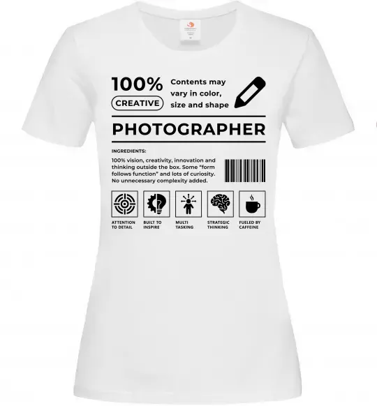 Женская футболка Photographer склад Белый фото