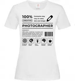 Женская футболка Photographer склад Белый фото
