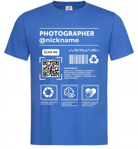Мужская футболка Photographer ВАШ НІКНЕЙМ Ярко-синий фото
