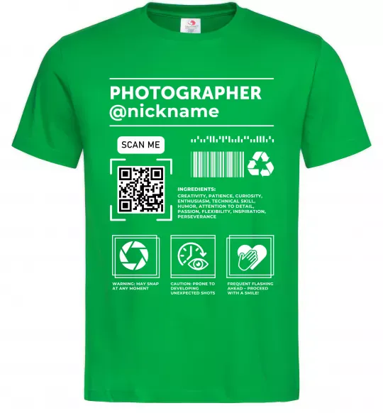Мужская футболка Photographer ВАШ НІКНЕЙМ Зеленый фото