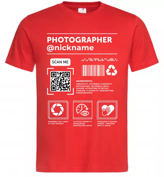 Мужская футболка Photographer ВАШ НІКНЕЙМ Красный фото