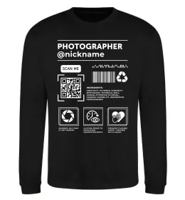 Свитшот Photographer ВАШ НІКНЕЙМ Черный фото