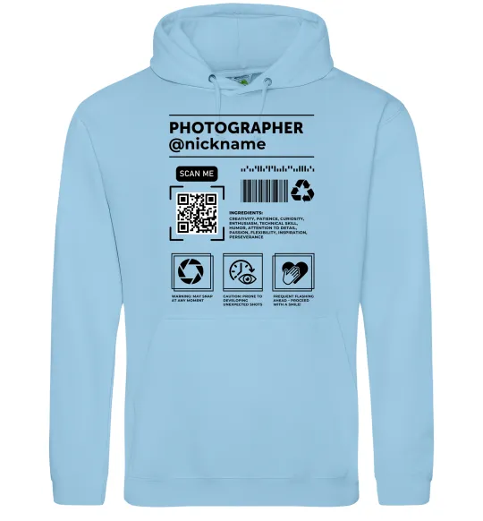 Женская толстовка (худи) Photographer ВАШ НІКНЕЙМ Голубой фото