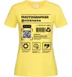 Женская футболка Photographer ВАШ НІКНЕЙМ Лимонный фото