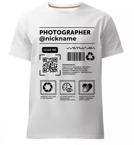 Мужская премиум футболка Photographer ВАШ НІКНЕЙМ Белый фото