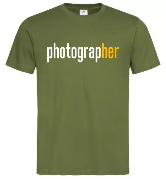 Мужская футболка Photograp her Оливковый фото