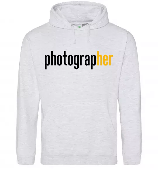 Мужская толстовка (худи) Photograp her Серый меланж фото