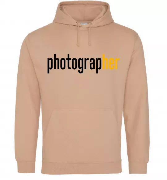 Женская толстовка (худи) Photograp her Песочный фото
