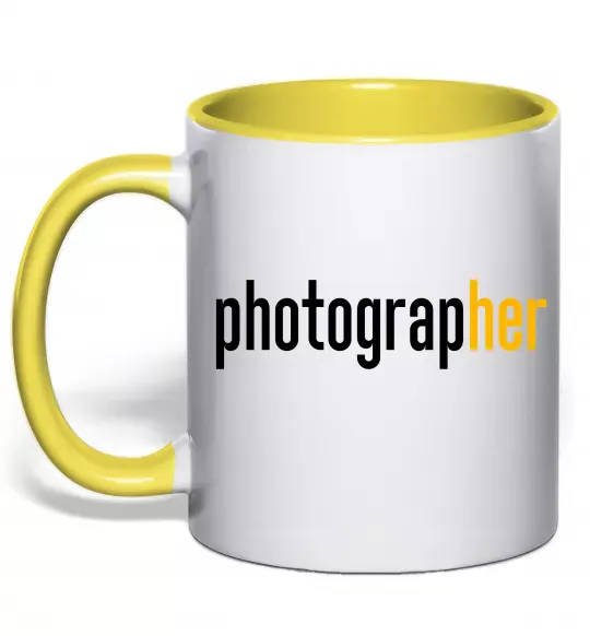 Чашка з кольоровою ручкою Photograp her Сонячно жовтий фото