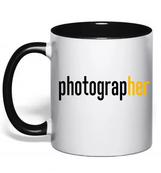 Чашка з кольоровою ручкою Photograp her Чорний фото