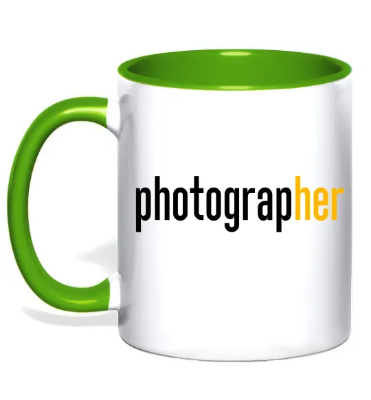 Чашка с цветной ручкой Photograp her Лаймовый фото