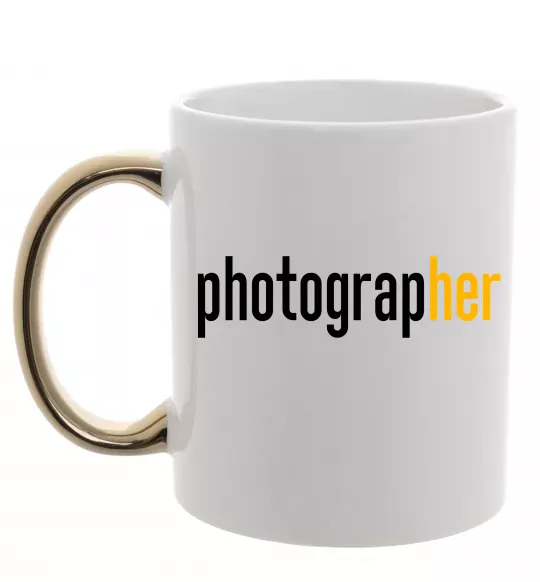 Чашка з кольоровою ручкою Photograp her Золото фото
