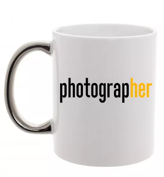 Чашка з кольоровою ручкою Photograp her Срібло фото