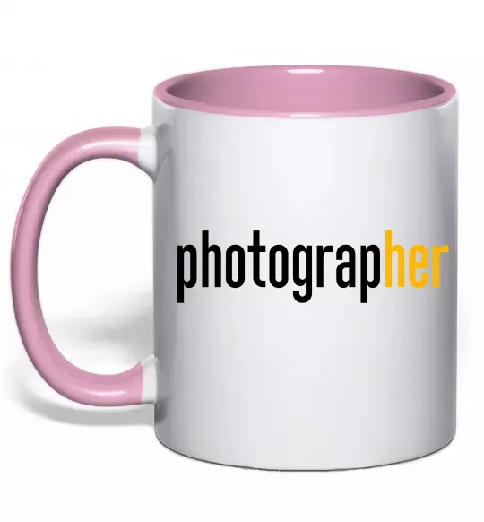 Чашка з кольоровою ручкою Photograp her Ніжно рожевий фото