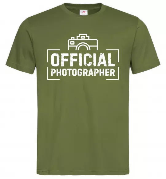 Мужская футболка Official photographer Оливковый фото