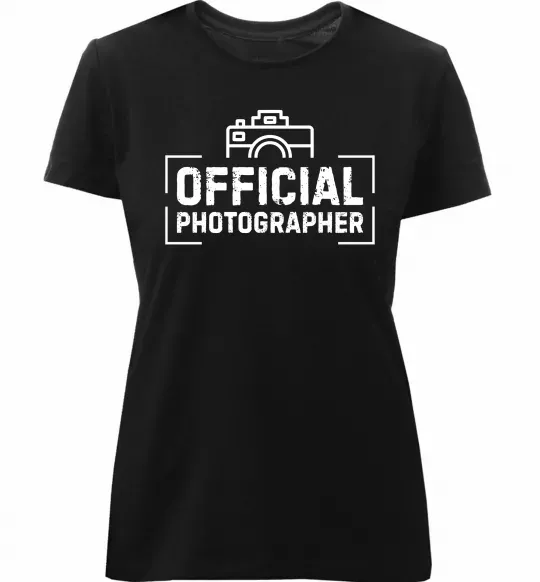 Женская премиум футболка Official photographer Черный фото