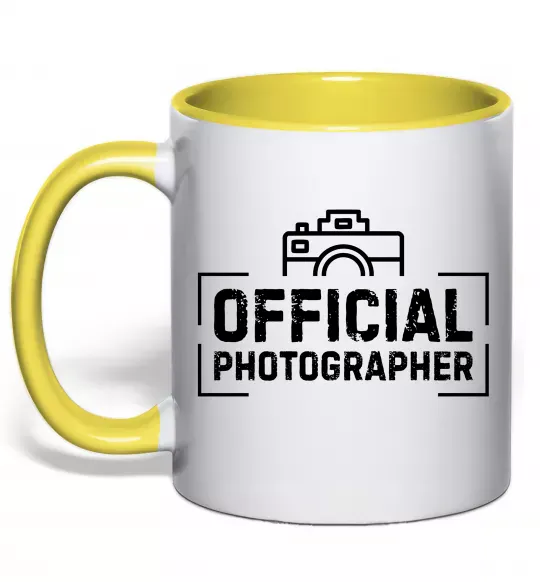 Чашка з кольоровою ручкою Official photographer Сонячно жовтий фото