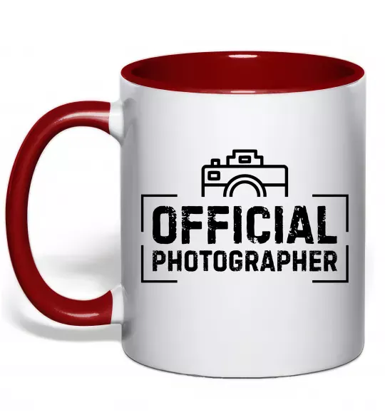 Чашка з кольоровою ручкою Official photographer Червоний фото
