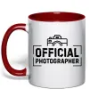 Чашка з кольоровою ручкою Official photographer Червоний фото