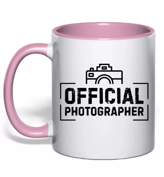 Чашка з кольоровою ручкою Official photographer Ніжно рожевий фото